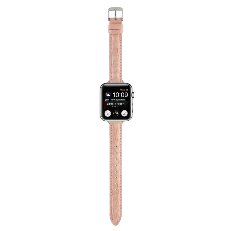 Slim Crocodile Leather Watch Band, For Apple Watch SE 2023 44mm, For Apple Watch SE 2023 40mm, For Apple Watch Ultra 2 49mm, For Apple Watch Series 9 45mm, For Apple Watch Series 9 41mm, For Apple Watch Ultra 49mm, For Apple Watch Series 8 41mm        ...