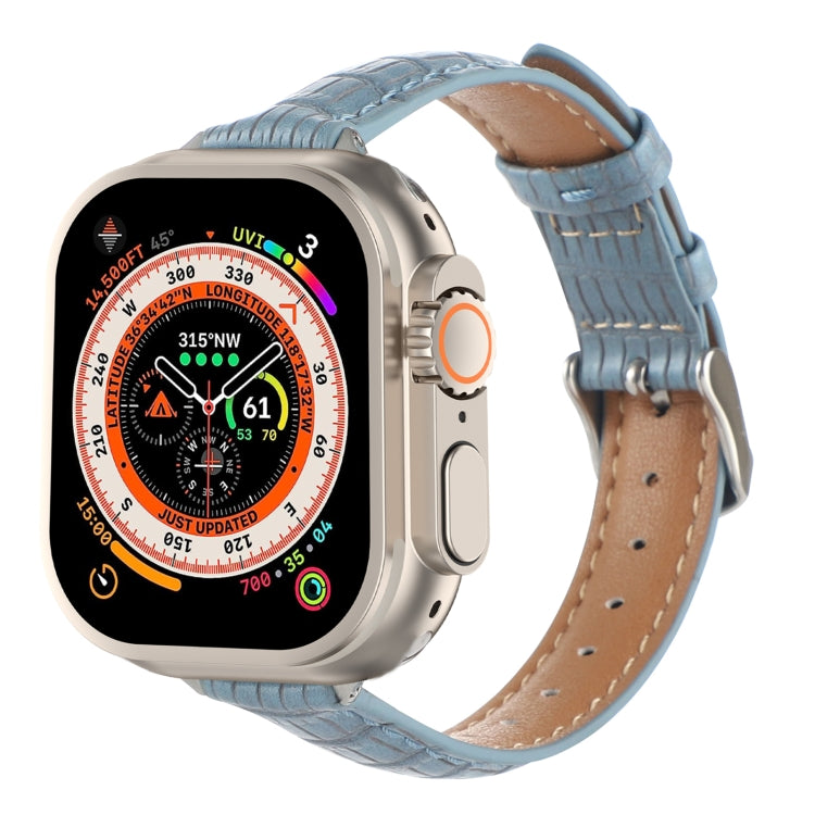 Slim Crocodile Leather Watch Band, For Apple Watch SE 2023 44mm, For Apple Watch SE 2023 40mm, For Apple Watch Ultra 2 49mm, For Apple Watch Series 9 45mm, For Apple Watch Series 9 41mm, For Apple Watch Ultra 49mm, For Apple Watch Series 8 41mm        ...
