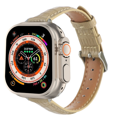Slim Crocodile Leather Watch Band, For Apple Watch SE 2023 44mm, For Apple Watch SE 2023 40mm, For Apple Watch Ultra 2 49mm, For Apple Watch Series 9 45mm, For Apple Watch Series 9 41mm, For Apple Watch Ultra 49mm, For Apple Watch Series 8 41mm        ...