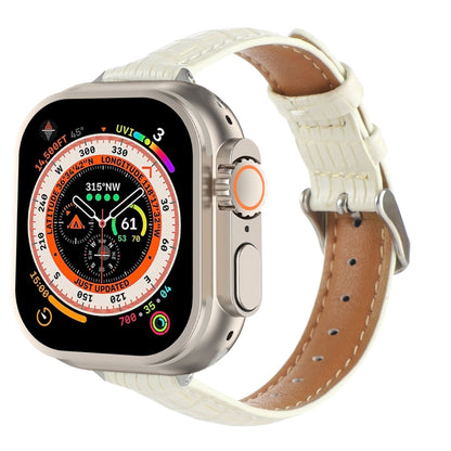 Slim Crocodile Leather Watch Band, For Apple Watch SE 2023 44mm, For Apple Watch SE 2023 40mm, For Apple Watch Ultra 2 49mm, For Apple Watch Series 9 45mm, For Apple Watch Series 9 41mm, For Apple Watch Ultra 49mm, For Apple Watch Series 8 41mm        ...