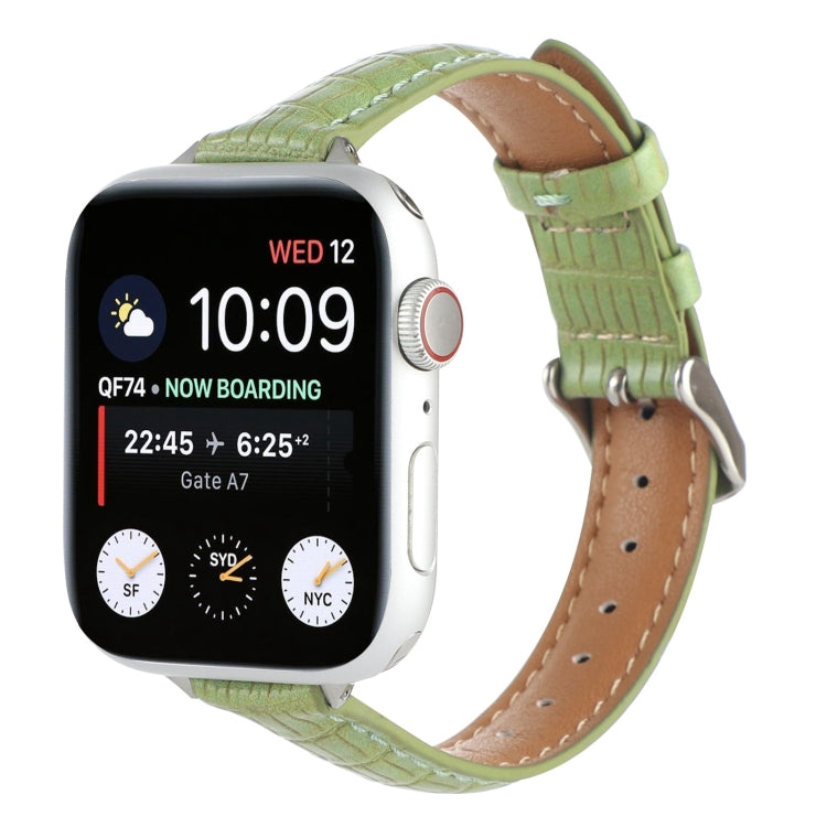 Slim Crocodile Leather Watch Band, For Apple Watch SE 2023 44mm, For Apple Watch SE 2023 40mm, For Apple Watch Ultra 2 49mm, For Apple Watch Series 9 45mm, For Apple Watch Series 9 41mm, For Apple Watch Ultra 49mm, For Apple Watch Series 8 41mm        ...