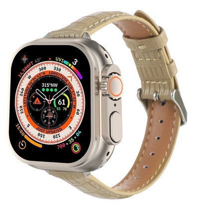 Slim Crocodile Leather Watch Band, For Apple Watch SE 2023 44mm, For Apple Watch SE 2023 40mm, For Apple Watch Ultra 2 49mm, For Apple Watch Series 9 45mm, For Apple Watch Series 9 41mm, For Apple Watch Ultra 49mm, For Apple Watch Series 8 41mm        ...