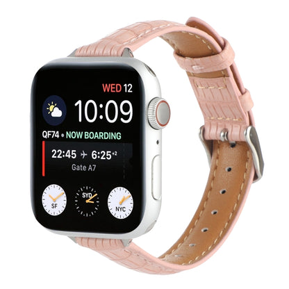 Slim Crocodile Leather Watch Band, For Apple Watch SE 2023 44mm, For Apple Watch SE 2023 40mm, For Apple Watch Ultra 2 49mm, For Apple Watch Series 9 45mm, For Apple Watch Series 9 41mm, For Apple Watch Ultra 49mm, For Apple Watch Series 8 41mm        ...