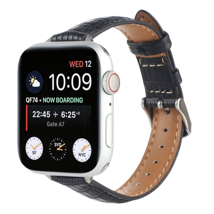 Slim Crocodile Leather Watch Band, For Apple Watch SE 2023 44mm, For Apple Watch SE 2023 40mm, For Apple Watch Ultra 2 49mm, For Apple Watch Series 9 45mm, For Apple Watch Series 9 41mm, For Apple Watch Ultra 49mm, For Apple Watch Series 8 41mm        ...