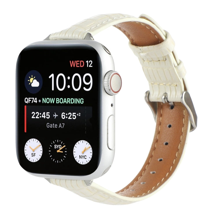 Slim Crocodile Leather Watch Band, For Apple Watch SE 2023 44mm, For Apple Watch SE 2023 40mm, For Apple Watch Ultra 2 49mm, For Apple Watch Series 9 45mm, For Apple Watch Series 9 41mm, For Apple Watch Ultra 49mm, For Apple Watch Series 8 41mm        ...