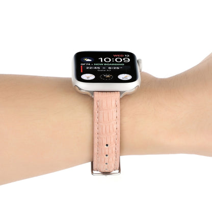 Slim Crocodile Leather Watch Band, For Apple Watch SE 44mm, For Apple Watch Series 6 40mm, For Apple Watch Series 6 44mm, For Apple Watch Series 5 44mm, For Apple Watch Series 5 40mm, For Apple Watch Series 4 44mm, For Apple Watch Series 4 40mm        ...