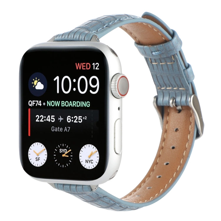 Slim Crocodile Leather Watch Band, For Apple Watch SE 44mm, For Apple Watch Series 6 40mm, For Apple Watch Series 6 44mm, For Apple Watch Series 5 44mm, For Apple Watch Series 5 40mm, For Apple Watch Series 4 44mm, For Apple Watch Series 4 40mm        ...