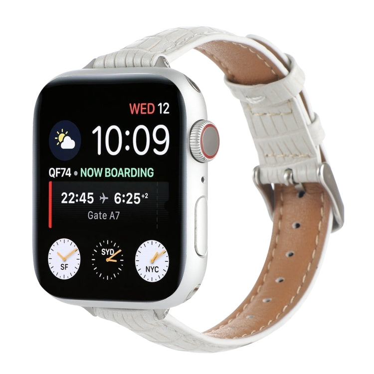 Slim Crocodile Leather Watch Band, For Apple Watch SE 44mm, For Apple Watch Series 6 40mm, For Apple Watch Series 6 44mm, For Apple Watch Series 5 44mm, For Apple Watch Series 5 40mm, For Apple Watch Series 4 44mm, For Apple Watch Series 4 40mm        ...
