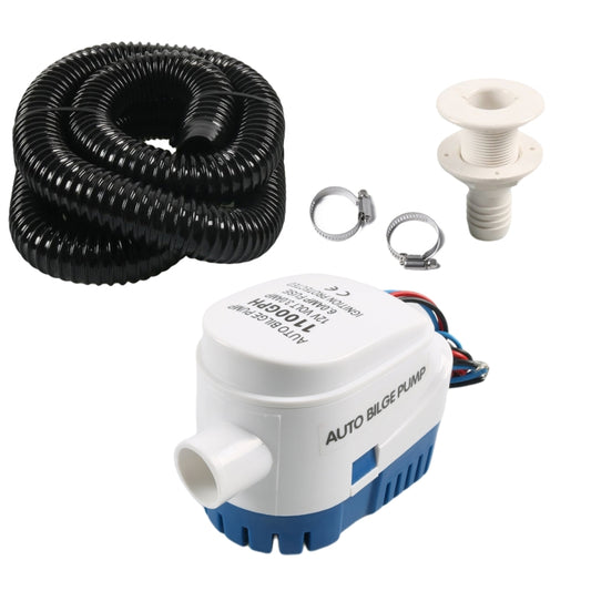 12V-1100GPH Yacht Automatic Bilge Pump with Drain Pipe, with Drain Pipe