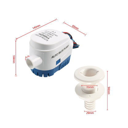 12V-1100GPH Yacht Automatic Bilge Pump with Drain Pipe, with Drain Pipe