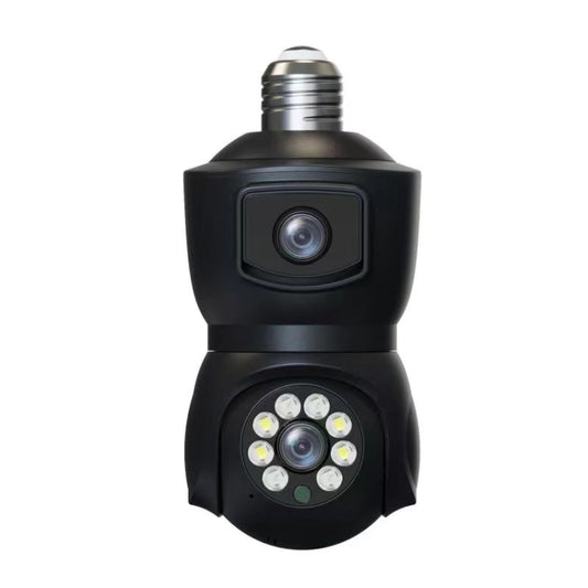 Cámara inteligente DP41 tipo bombilla con doble lente y seguimiento de movimiento, compatible con intercomunicador de voz, DP41 (Negro), DP41 (Blanco)