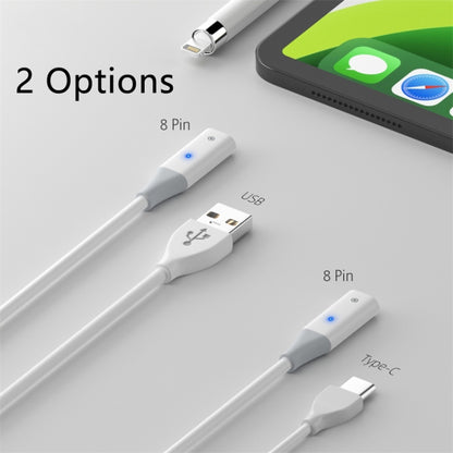 For Apple Pencil 1 USB-C / Type-C to 8 Pin Stylus Charging Cable with Indicator Light, 0.5m, 1m