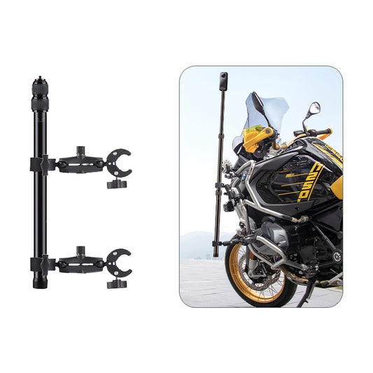 Colliers de moto support fixe de guidon, perche à selfie télescopique à 3 sections, perche à selfie double tête à 3 sections, perche à selfie à double tête et à tête unique à 3 sections, 2 x tête double et 1 x tête unique.