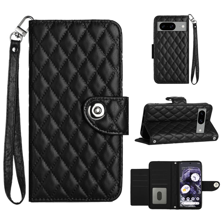 Rhombic Texture Flip Leather Phone Case with Lanyard, For Google Pixel 11 Pro XL, For Google Pixel 11 Pro / 11, For Google Pixel 10 Pro XL 5G Global, For Google Pixel 10 5G Global, For Google Pixel 9a, For Google Pixel 9 Pro XL                         ...
