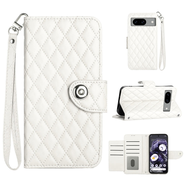 Rhombic Texture Flip Leather Phone Case with Lanyard, For Google Pixel 11 Pro XL, For Google Pixel 11 Pro / 11, For Google Pixel 10 Pro XL 5G Global, For Google Pixel 10 5G Global, For Google Pixel 9a, For Google Pixel 9 Pro XL                         ...