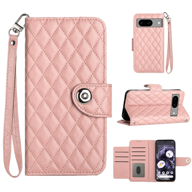 Rhombic Texture Flip Leather Phone Case with Lanyard, For Google Pixel 11 Pro XL, For Google Pixel 11 Pro / 11, For Google Pixel 10 Pro XL 5G Global, For Google Pixel 10 5G Global, For Google Pixel 9a, For Google Pixel 9 Pro XL                         ...
