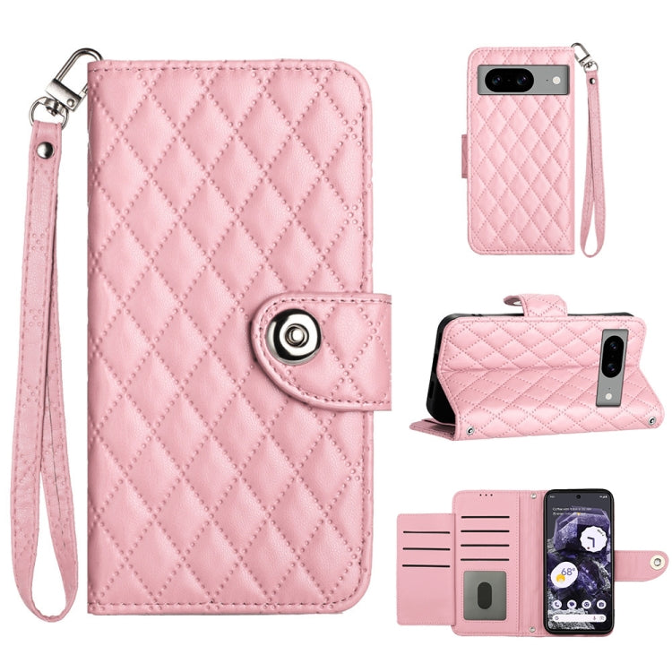 Rhombic Texture Flip Leather Phone Case with Lanyard, For Google Pixel 11 Pro XL, For Google Pixel 11 Pro / 11, For Google Pixel 10 Pro XL 5G Global, For Google Pixel 10 5G Global, For Google Pixel 9a, For Google Pixel 9 Pro XL                         ...