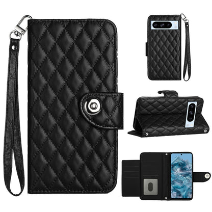Rhombic Texture Flip Leather Phone Case with Lanyard, For Google Pixel 11 Pro XL, For Google Pixel 11 Pro / 11, For Google Pixel 10 Pro XL 5G Global, For Google Pixel 10 5G Global, For Google Pixel 9a, For Google Pixel 9 Pro XL                         ...