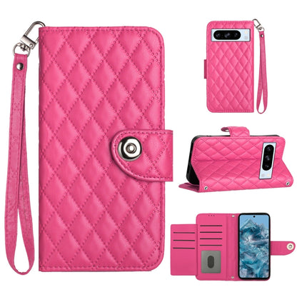 Rhombic Texture Flip Leather Phone Case with Lanyard, For Google Pixel 11 Pro XL, For Google Pixel 11 Pro / 11, For Google Pixel 10 Pro XL 5G Global, For Google Pixel 10 5G Global, For Google Pixel 9a, For Google Pixel 9 Pro XL                         ...