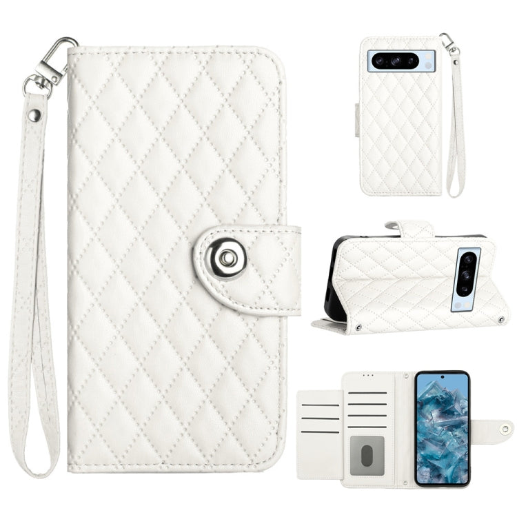 Rhombic Texture Flip Leather Phone Case with Lanyard, For Google Pixel 11 Pro XL, For Google Pixel 11 Pro / 11, For Google Pixel 10 Pro XL 5G Global, For Google Pixel 10 5G Global, For Google Pixel 9a, For Google Pixel 9 Pro XL                         ...