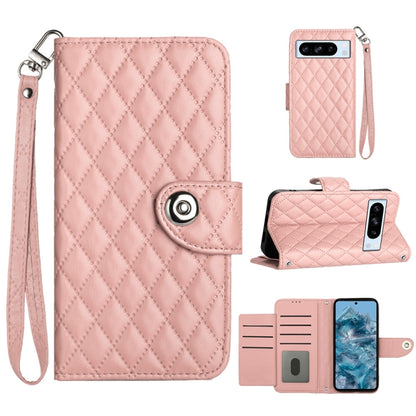 Rhombic Texture Flip Leather Phone Case with Lanyard, For Google Pixel 11 Pro XL, For Google Pixel 11 Pro / 11, For Google Pixel 10 Pro XL 5G Global, For Google Pixel 10 5G Global, For Google Pixel 9a, For Google Pixel 9 Pro XL                         ...