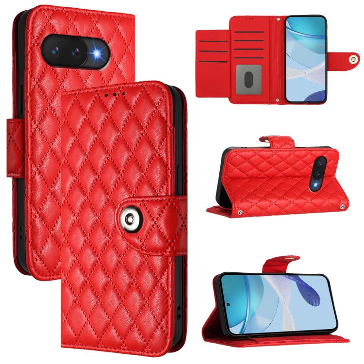 Rhombic Texture Flip Leather Phone Case with Lanyard, For Google Pixel 11 Pro XL, For Google Pixel 11 Pro / 11, For Google Pixel 10 Pro XL 5G Global, For Google Pixel 10 5G Global, For Google Pixel 9a, For Google Pixel 9 Pro XL                         ...