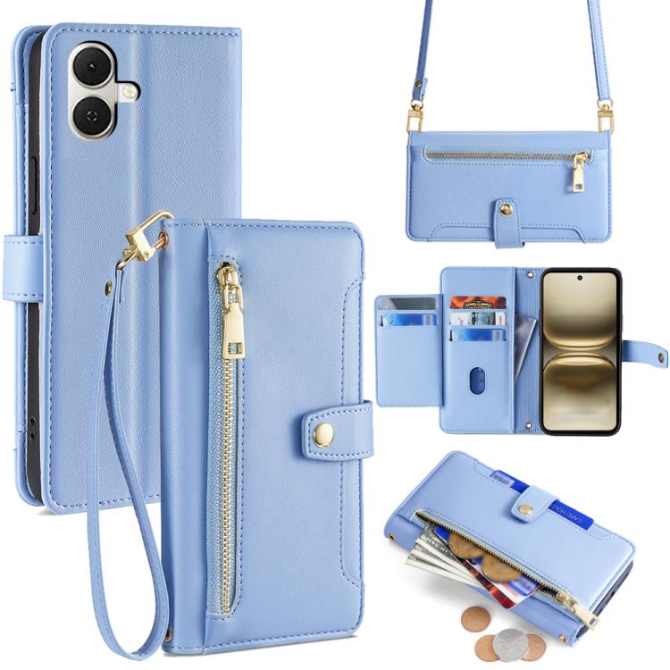 Sheep Texture Cross-body Zipper Wallet Leather Phone Case, For Tecno Pova Curve 2 5G, For Tecno Camon 50 Pro 4G, For Tecno Camon 50 4G, For Tecno Pova Slim 5G / Spark Slim 4G, For Tecno Pova 7 Pro, For Tecno Pova 7 5G, For Tecno Pop 10 4G              ...