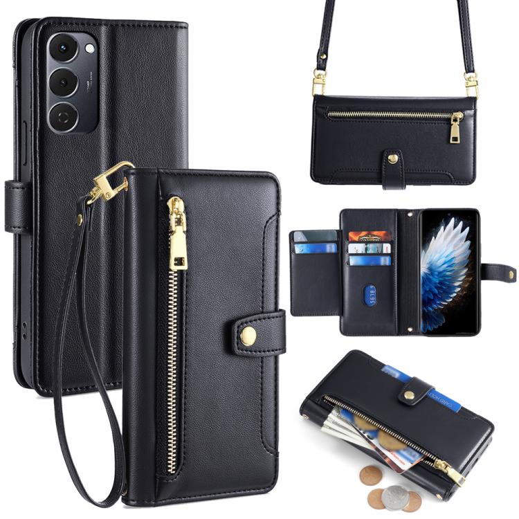 Sheep Texture Cross-body Zipper Wallet Leather Phone Case, For Tecno Pova Curve 2 5G, For Tecno Camon 50 Pro 4G, For Tecno Camon 50 4G, For Tecno Pova Slim 5G / Spark Slim 4G, For Tecno Pova 7 Pro, For Tecno Pova 7 5G, For Tecno Pop 10 4G              ...
