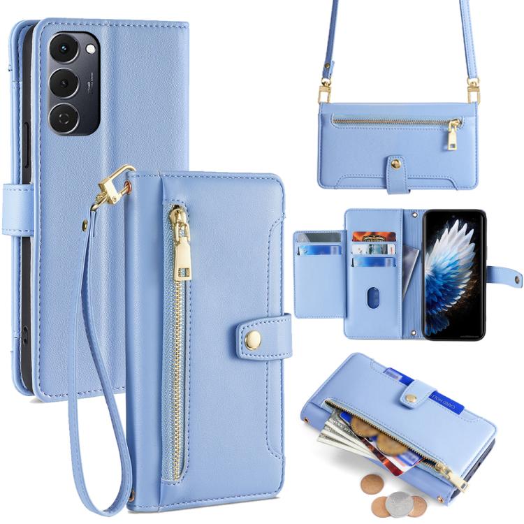 Sheep Texture Cross-body Zipper Wallet Leather Phone Case, For Tecno Pova Curve 2 5G, For Tecno Camon 50 Pro 4G, For Tecno Camon 50 4G, For Tecno Pova Slim 5G / Spark Slim 4G, For Tecno Pova 7 Pro, For Tecno Pova 7 5G, For Tecno Pop 10 4G              ...