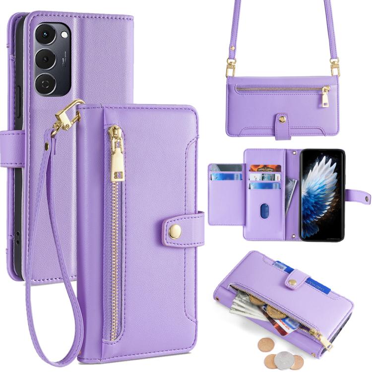 Sheep Texture Cross-body Zipper Wallet Leather Phone Case, For Tecno Pova Curve 2 5G, For Tecno Camon 50 Pro 4G, For Tecno Camon 50 4G, For Tecno Pova Slim 5G / Spark Slim 4G, For Tecno Pova 7 Pro, For Tecno Pova 7 5G, For Tecno Pop 10 4G              ...