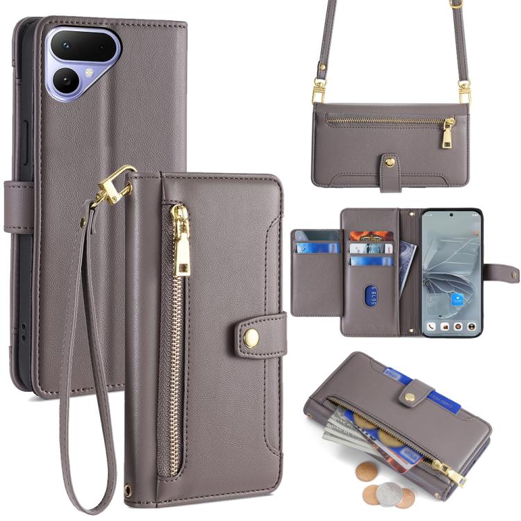 Sheep Texture Cross-body Zipper Wallet Leather Phone Case, For Tecno Pova Curve 2 5G, For Tecno Camon 50 Pro 4G, For Tecno Camon 50 4G, For Tecno Pova Slim 5G / Spark Slim 4G, For Tecno Pova 7 Pro, For Tecno Pova 7 5G, For Tecno Pop 10 4G              ...