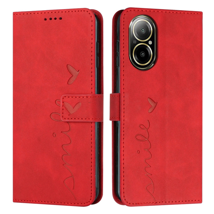 Skin Feel Heart Embossed Leather Phone Case with Long Lanyard, For Realme 12 Pro+, For Realme C67 4G Global, For Realme C65 4G