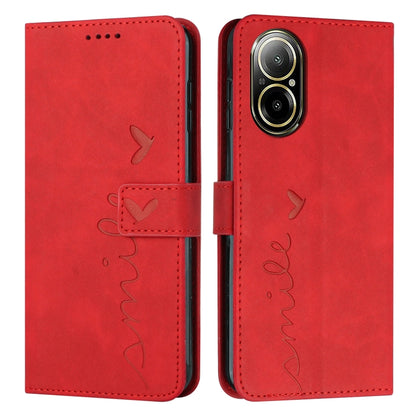 Skin Feel Heart Embossed Leather Phone Case with Long Lanyard, For Realme 12 Pro+, For Realme C67 4G Global, For Realme C65 4G