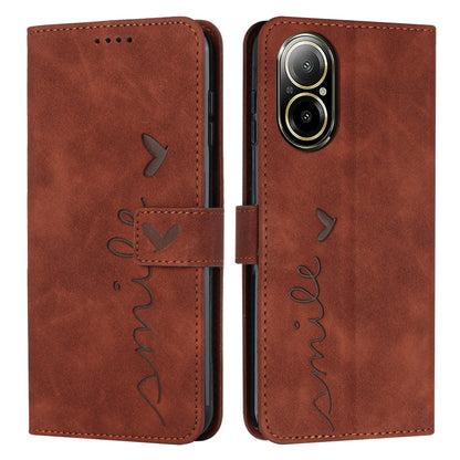 Skin Feel Heart Embossed Leather Phone Case with Long Lanyard, For Realme 12 Pro+, For Realme C67 4G Global, For Realme C65 4G