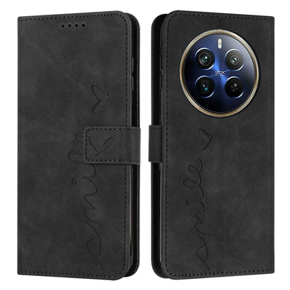 Skin Feel Heart Embossed Leather Phone Case with Long Lanyard, For Realme 12 Pro+, For Realme C67 4G Global, For Realme C65 4G