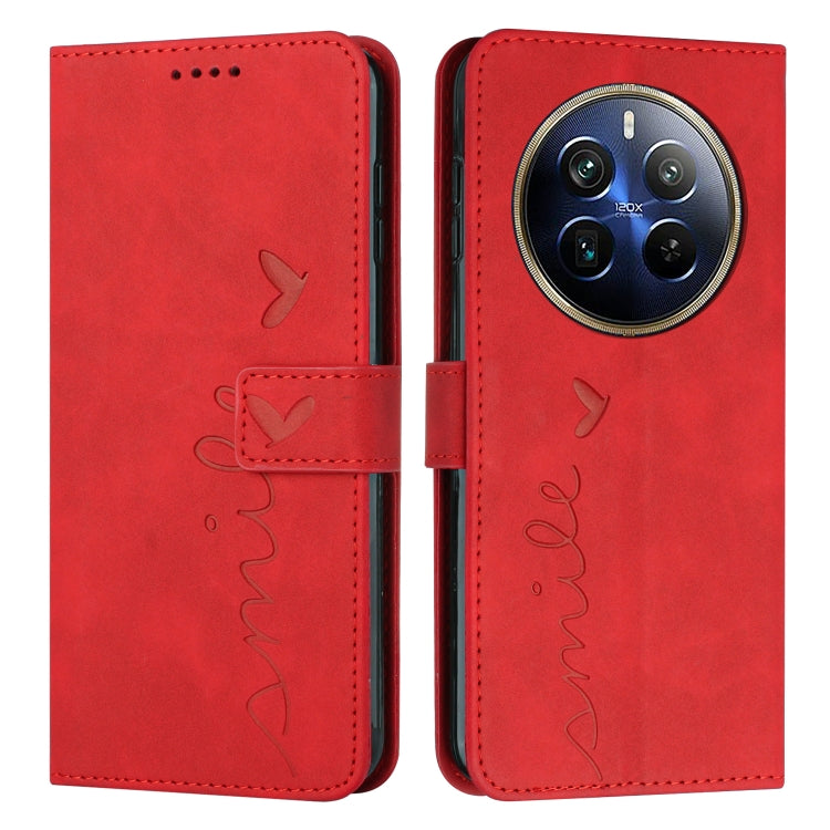 Skin Feel Heart Embossed Leather Phone Case with Long Lanyard, For Realme 12 Pro+, For Realme C67 4G Global, For Realme C65 4G