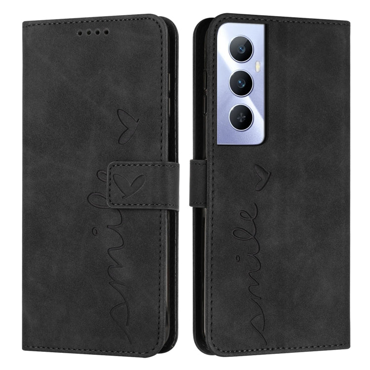 Skin Feel Heart Embossed Leather Phone Case with Long Lanyard, For Realme 12 Pro+, For Realme C67 4G Global, For Realme C65 4G