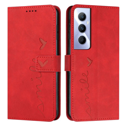 Skin Feel Heart Embossed Leather Phone Case with Long Lanyard, For Realme 12 Pro+, For Realme C67 4G Global, For Realme C65 4G