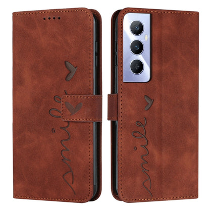 Skin Feel Heart Embossed Leather Phone Case with Long Lanyard, For Realme 12 Pro+, For Realme C67 4G Global, For Realme C65 4G
