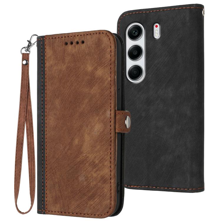Side Buckle Double Fold Hand Strap Leather Phone Case, For Tecno Pova Curve 2 5G, For Tecno Spark Go 3 / Pop 20 4G, For Tecno Spark 50 4G, For Tecno Camon 50 Pro 4G, For Tecno Camon 50 4G, For Tecno Spark Slim, For Tecno Spark 40 4G, For Tecno Pova Cur...
