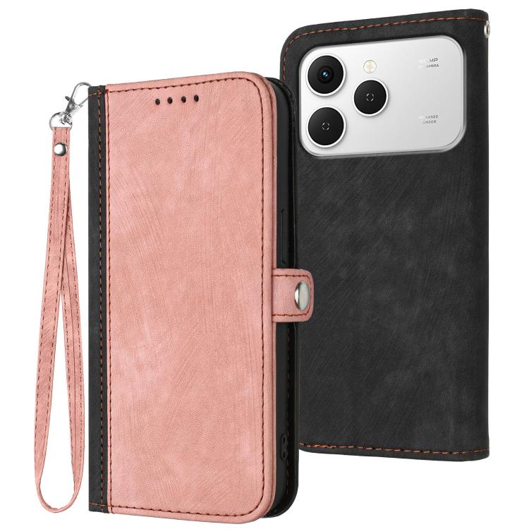 Side Buckle Double Fold Hand Strap Leather Phone Case, For Tecno Pova Curve 2 5G, For Tecno Spark Go 3 / Pop 20 4G, For Tecno Spark 50 4G, For Tecno Camon 50 Pro 4G, For Tecno Camon 50 4G, For Tecno Spark Slim, For Tecno Spark 40 4G, For Tecno Pova Cur...