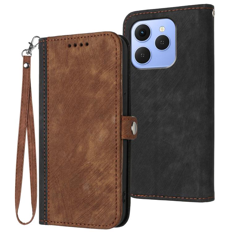 Side Buckle Double Fold Hand Strap Leather Phone Case, For Tecno Pova Curve 2 5G, For Tecno Spark Go 3 / Pop 20 4G, For Tecno Spark 50 4G, For Tecno Camon 50 Pro 4G, For Tecno Camon 50 4G, For Tecno Spark Slim, For Tecno Spark 40 4G, For Tecno Pova Cur...