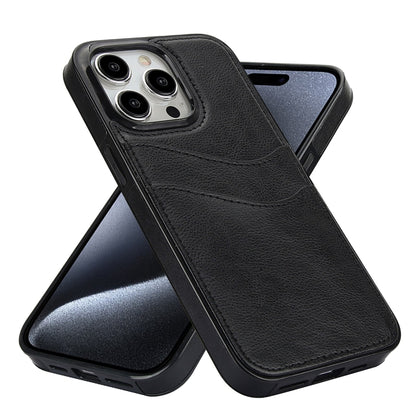 Litchi Leather Skin Card Slots Phone Case