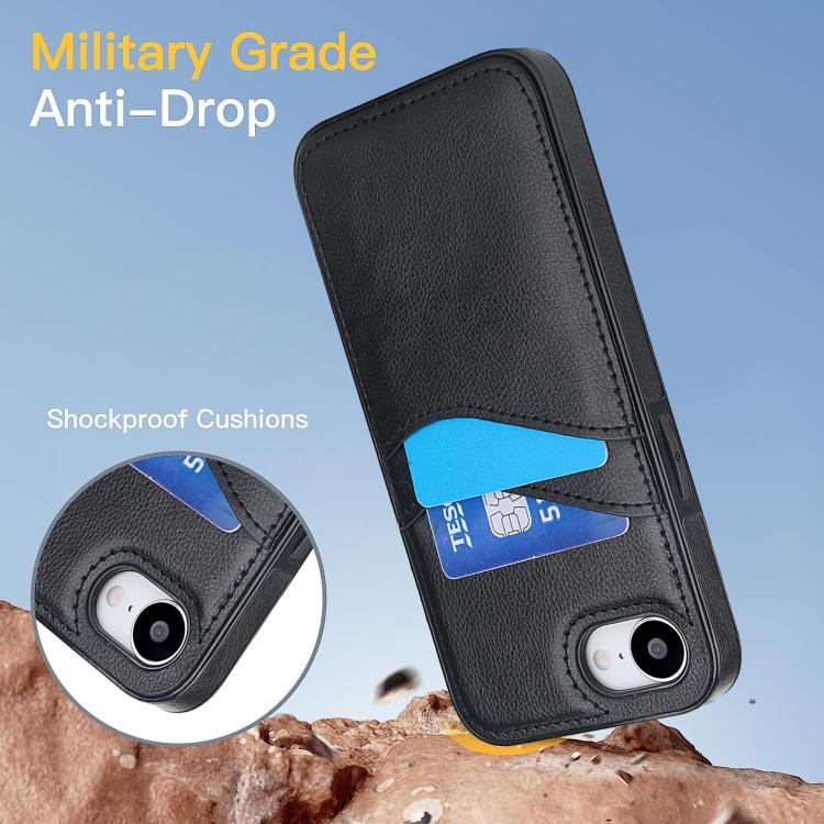 Litchi Leather Skin Card Slots Phone Case, For iPhone 17e / 16e, For iPhone 17 Pro Max, For iPhone 17 Pro, For iPhone 17, For iPhone Air, For iPhone 16 Pro Max, For iPhone 16 Pro, For iPhone 16 Plus, For iPhone 16, For iPhone 15 Pro Max, For iPhone 15 ...