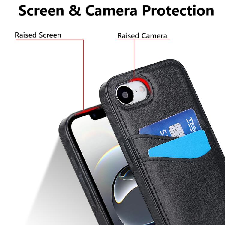 Litchi Leather Skin Card Slots Phone Case, For iPhone 17e / 16e, For iPhone 17 Pro Max, For iPhone 17 Pro, For iPhone 17, For iPhone Air, For iPhone 16 Pro Max, For iPhone 16 Pro, For iPhone 16 Plus, For iPhone 16, For iPhone 15 Pro Max, For iPhone 15 ...