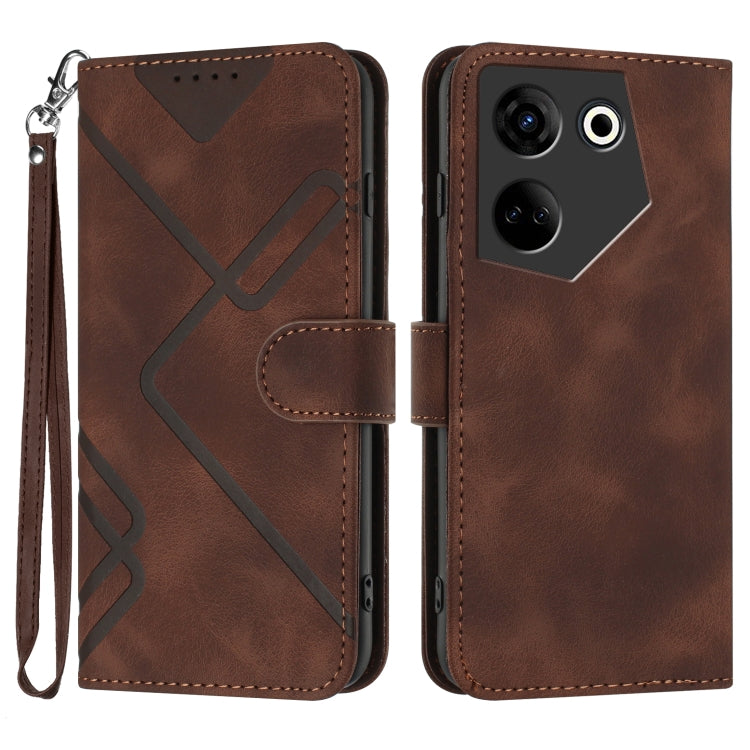 Line Pattern Skin Feel Leather Phone Case, For Tecno Camon 30 Pro, For Tecno Pova 6 Pro, For Tecno Spark 20 Pro, For Tecno Spark 20, For Tecno Spark Go 2024, For Tecno Camon 20 Premier, For Tecno Camon 20 / 20 Pro 4G, For Tecno Spark 10C               ...