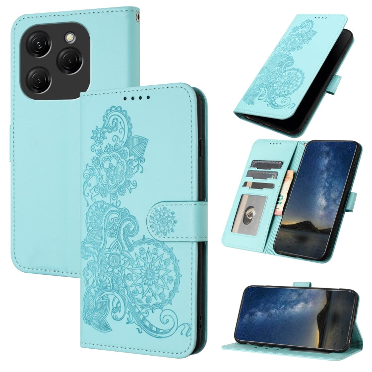 Datura Flower Embossed Flip Leather Phone Case, For Tecno Pova 6 Neo 5G / Spark 30 5G, For Tecno Spark 30 Pro 4G, For Tecno Spark 30 4G, For Tecno Spark Go 5G 2025 / Hot 60i 5G, For Tecno Camon 30 Pro, For Tecno Pova 6 Pro, For Tecno Spark 20 Pro      ...