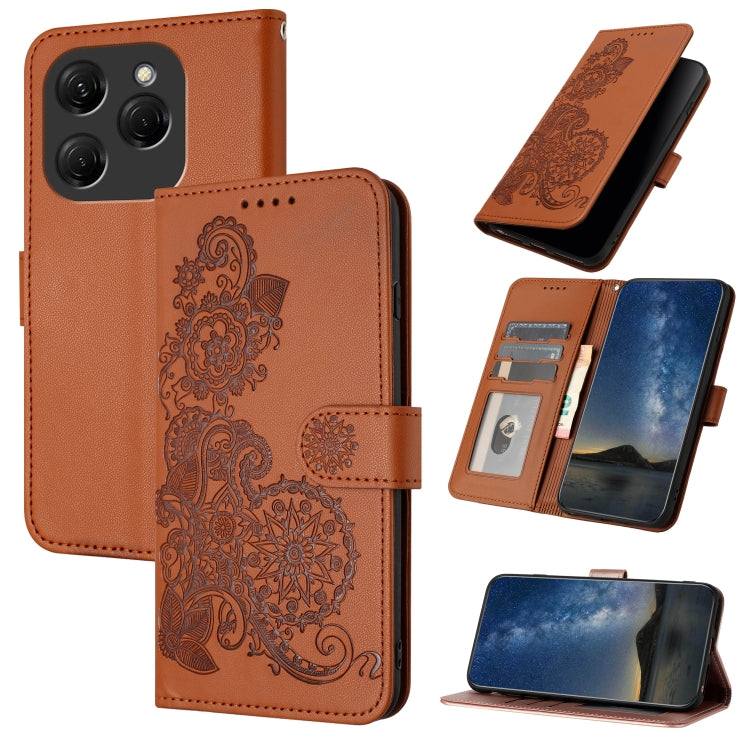 Datura Flower Embossed Flip Leather Phone Case, For Tecno Pova 6 Neo 5G / Spark 30 5G, For Tecno Spark 30 Pro 4G, For Tecno Spark 30 4G, For Tecno Spark Go 5G 2025 / Hot 60i 5G, For Tecno Camon 30 Pro, For Tecno Pova 6 Pro, For Tecno Spark 20 Pro      ...