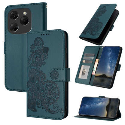 Datura Flower Embossed Flip Leather Phone Case, For Tecno Pova 6 Neo 5G / Spark 30 5G, For Tecno Spark 30 Pro 4G, For Tecno Spark 30 4G, For Tecno Spark Go 5G 2025 / Hot 60i 5G, For Tecno Camon 30 Pro, For Tecno Pova 6 Pro, For Tecno Spark 20 Pro      ...