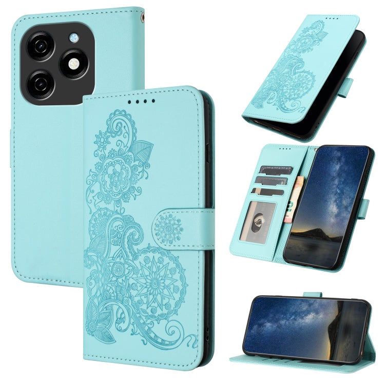 Datura Flower Embossed Flip Leather Phone Case, For Tecno Pova 6 Neo 5G / Spark 30 5G, For Tecno Spark 30 Pro 4G, For Tecno Spark 30 4G, For Tecno Spark Go 5G 2025 / Hot 60i 5G, For Tecno Camon 30 Pro, For Tecno Pova 6 Pro, For Tecno Spark 20 Pro      ...